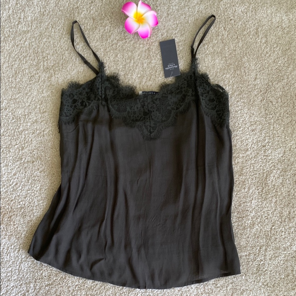 Abercrombie & Fitch dark green Lace Trim Cami Top, XS